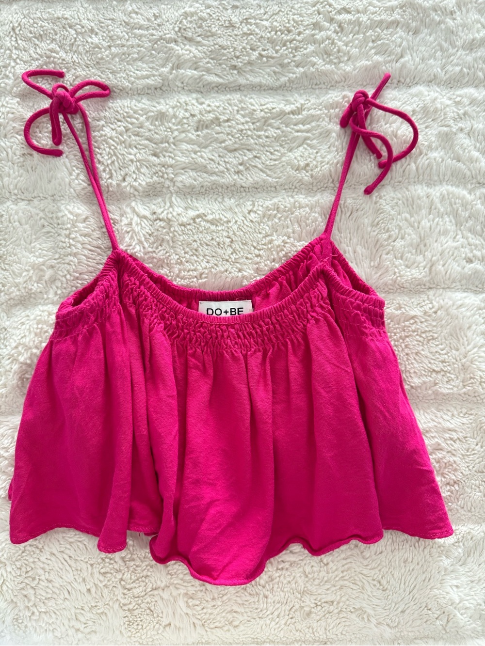 DO+BE Fuchsia Tie-Shoulder Smocked Camisole